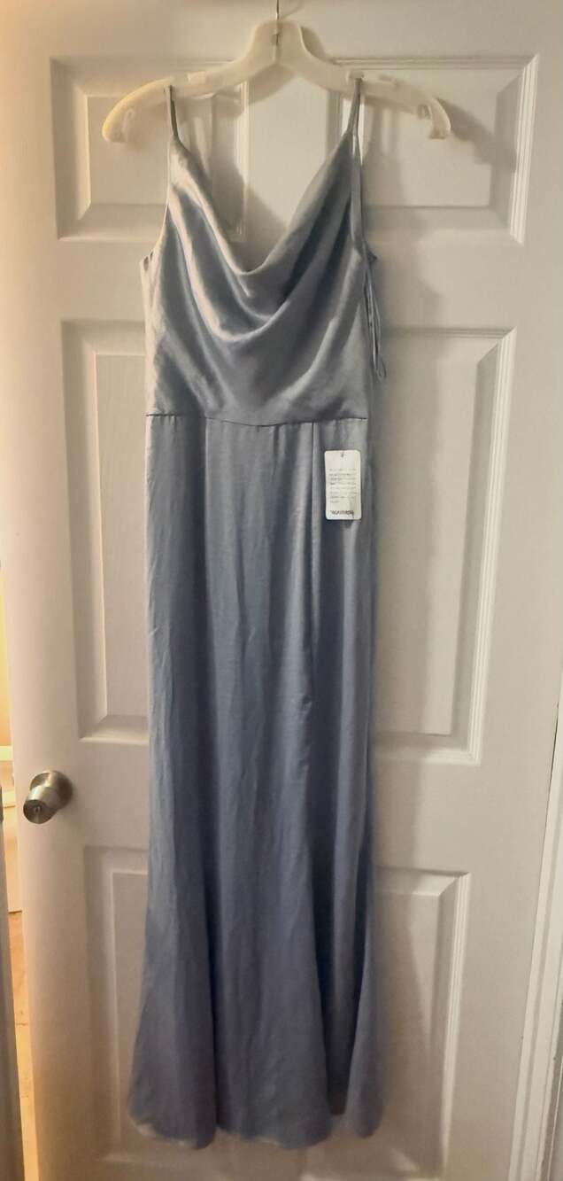Chi Chi London Zabela Cowl Neck Satin Blue Sleeveless Dress